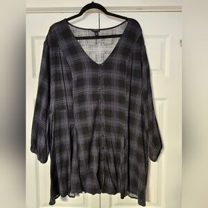 Torrid Fit And Flare Rayon Slub Button Up Top